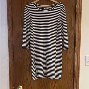 Madewell Black and White Striped Long Sleeve Dress